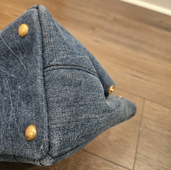 PRADA Blue Denim Mini Canapa Tote Bag + Strap - Picture 8 of 16